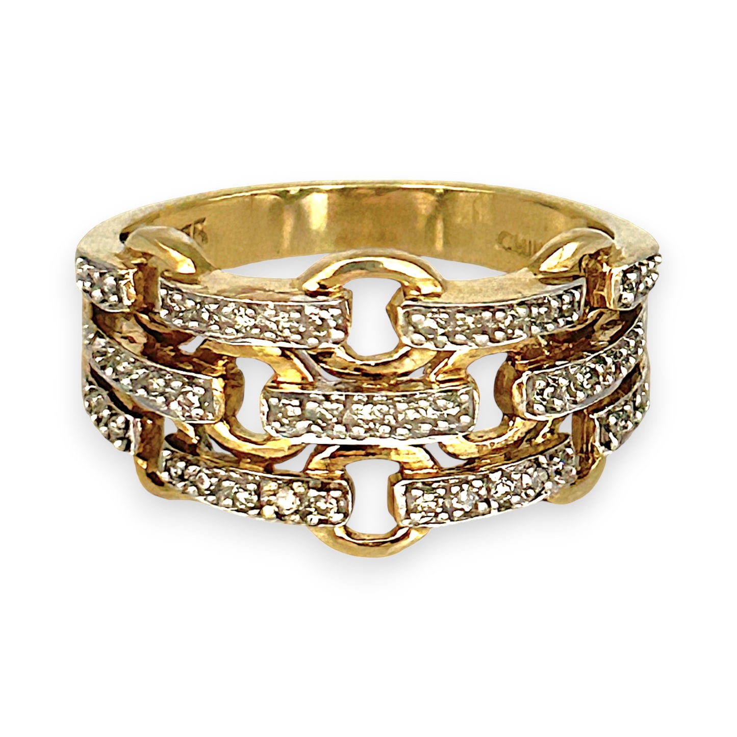 GOLD DEAL | 9ct (9K) Gold Diamond Link Band Ring Valuation $1,800