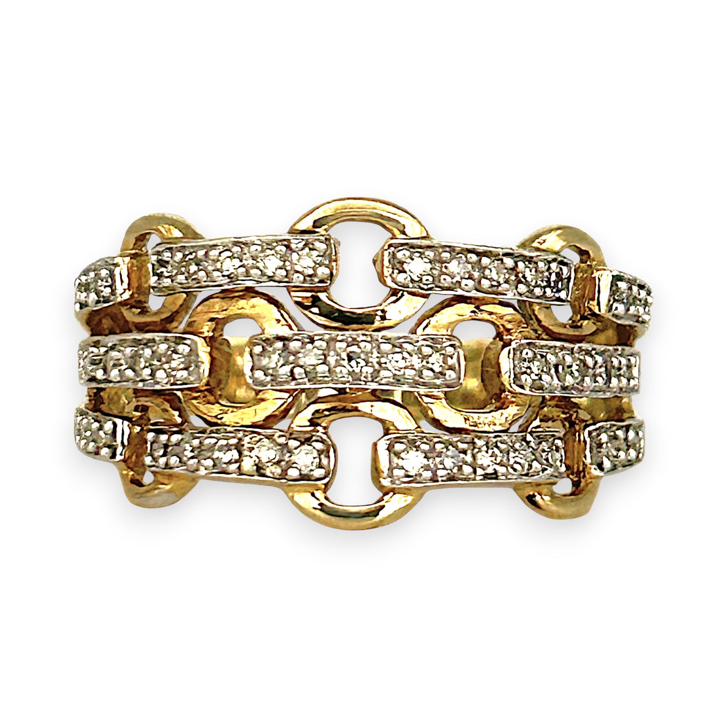 GOLD DEAL | 9ct (9K) Gold Diamond Link Band Ring Valuation $1,800