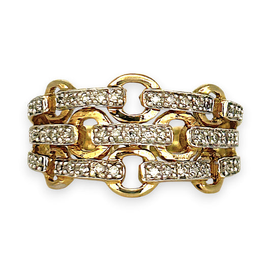 GOLD DEAL | 9ct (9K) Gold Diamond Link Band Ring Valuation $1,800