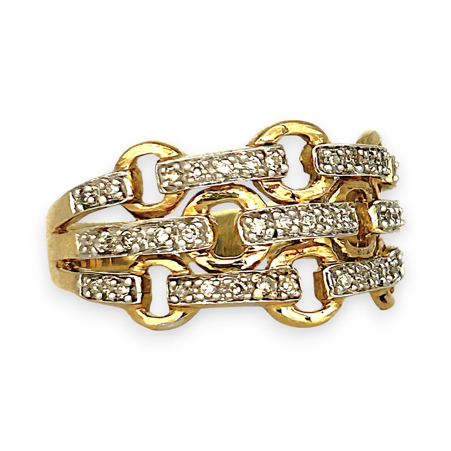 GOLD DEAL | 9ct (9K) Gold Diamond Link Band Ring Valuation $1,800