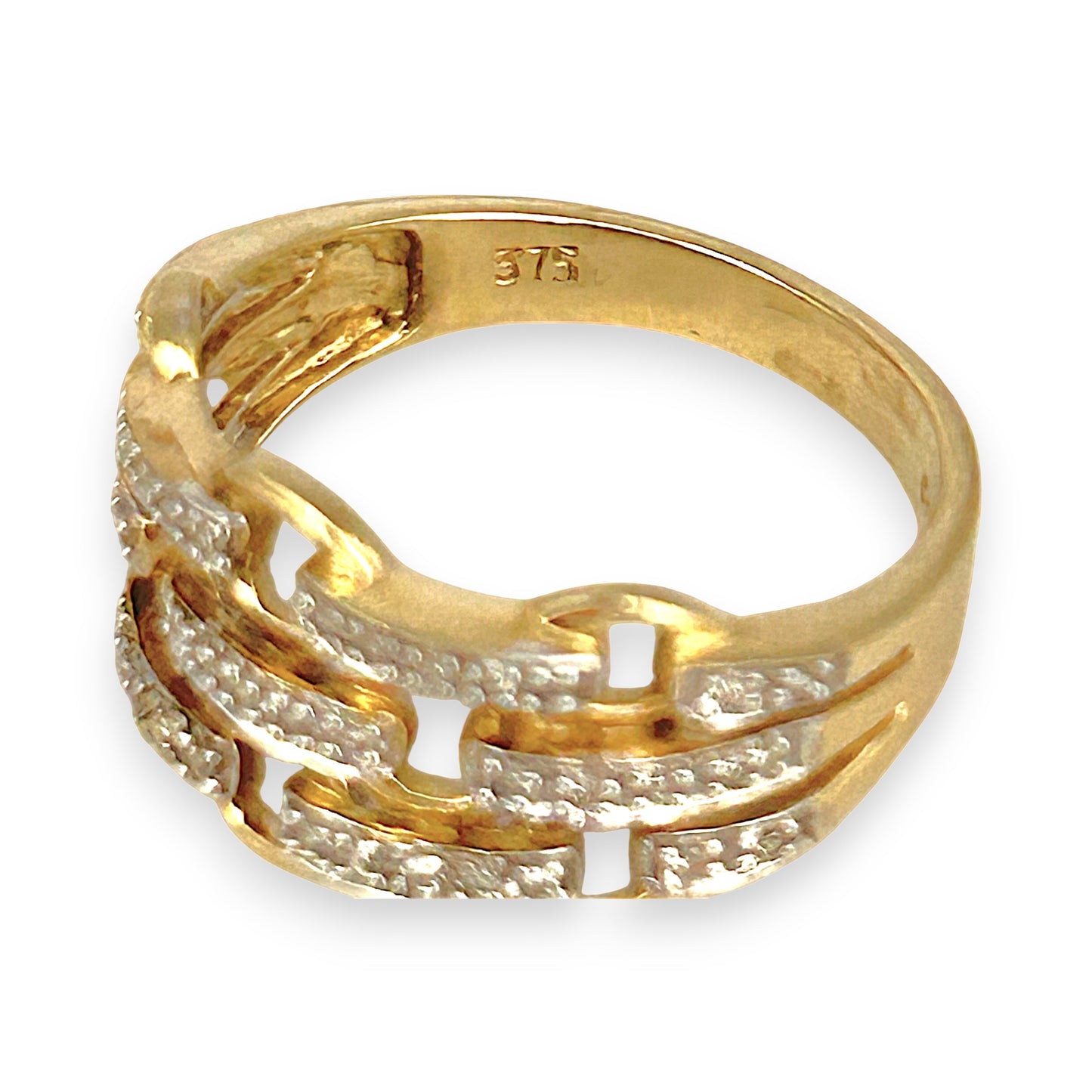 GOLD DEAL | 9ct (9K) Gold Diamond Link Band Ring Valuation $1,800