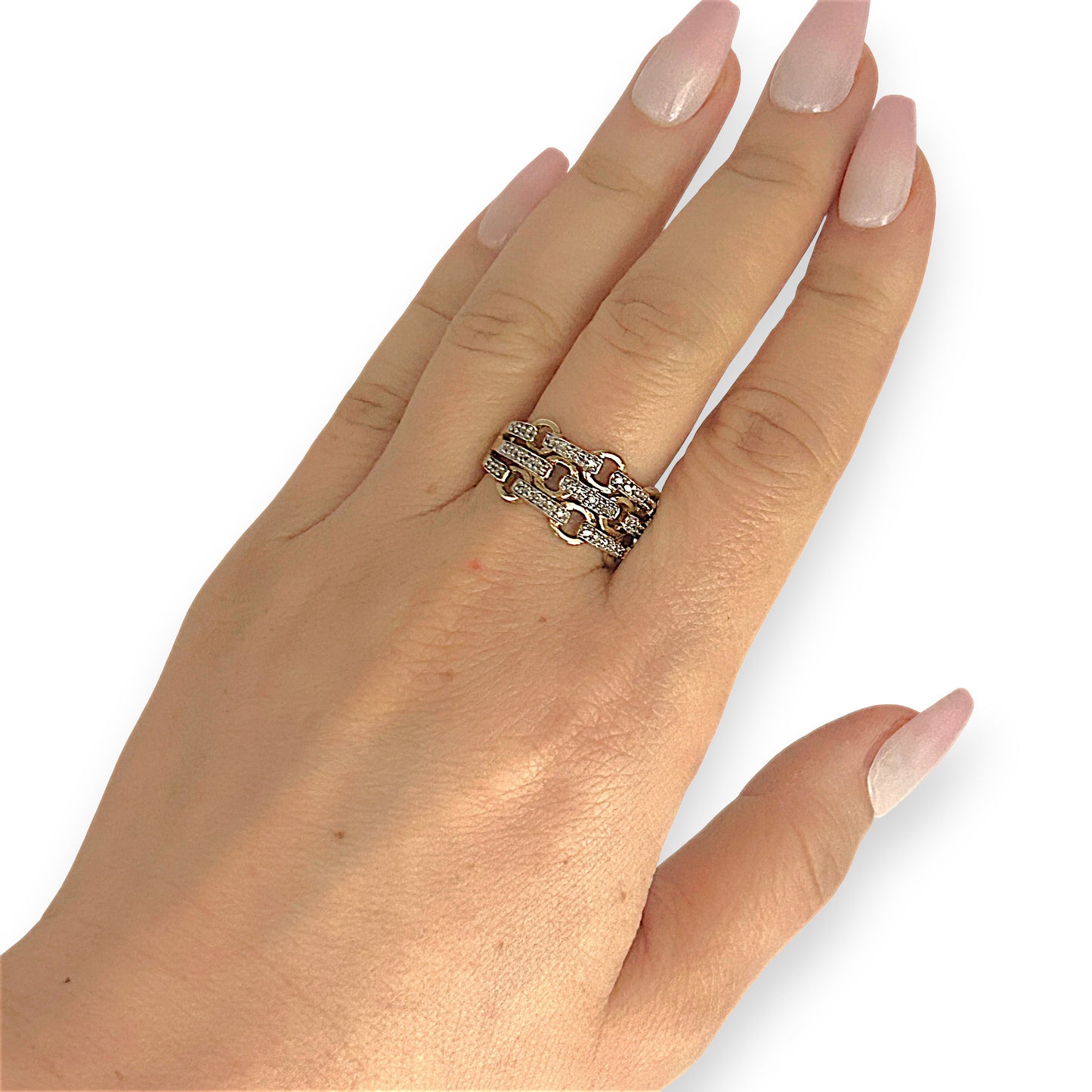 GOLD DEAL | 9ct (9K) Gold Diamond Link Band Ring Valuation $1,800