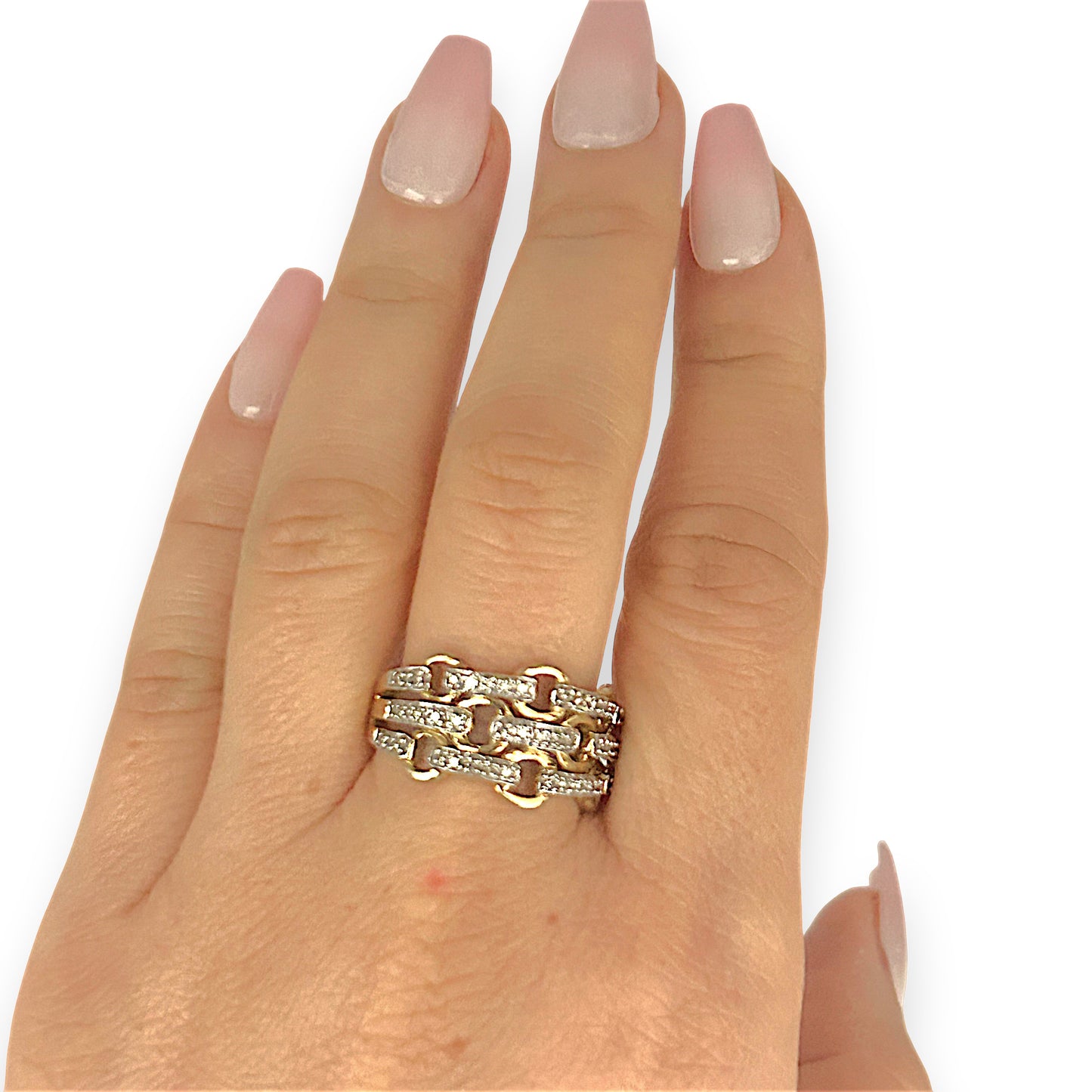 GOLD DEAL | 9ct (9K) Gold Diamond Link Band Ring Valuation $1,800