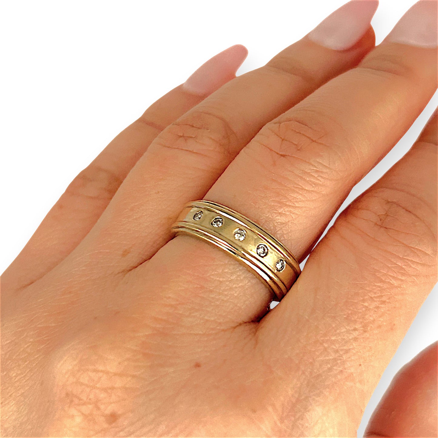 GOLD DEAL | 9ct (9K) Gold Diamond Eternity Band Size O 1/2