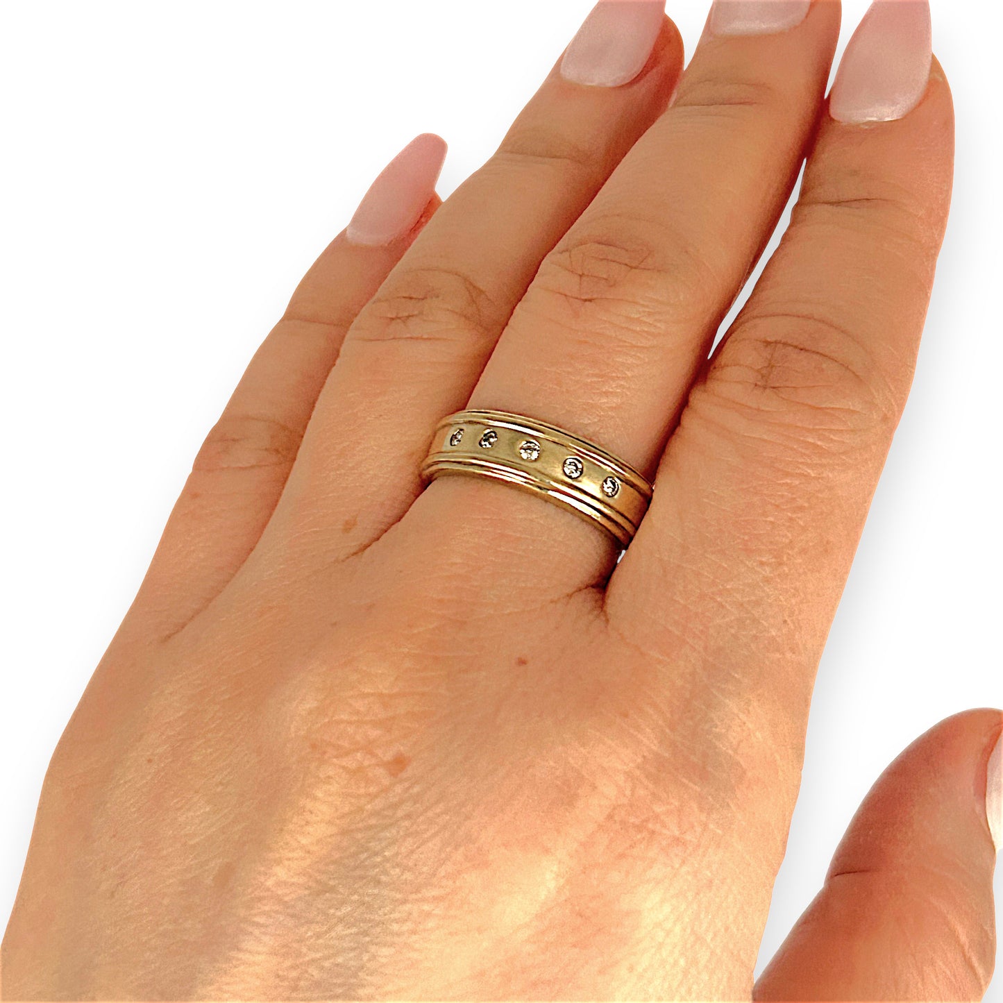 GOLD DEAL | 9ct (9K) Gold Diamond Eternity Band Size O 1/2