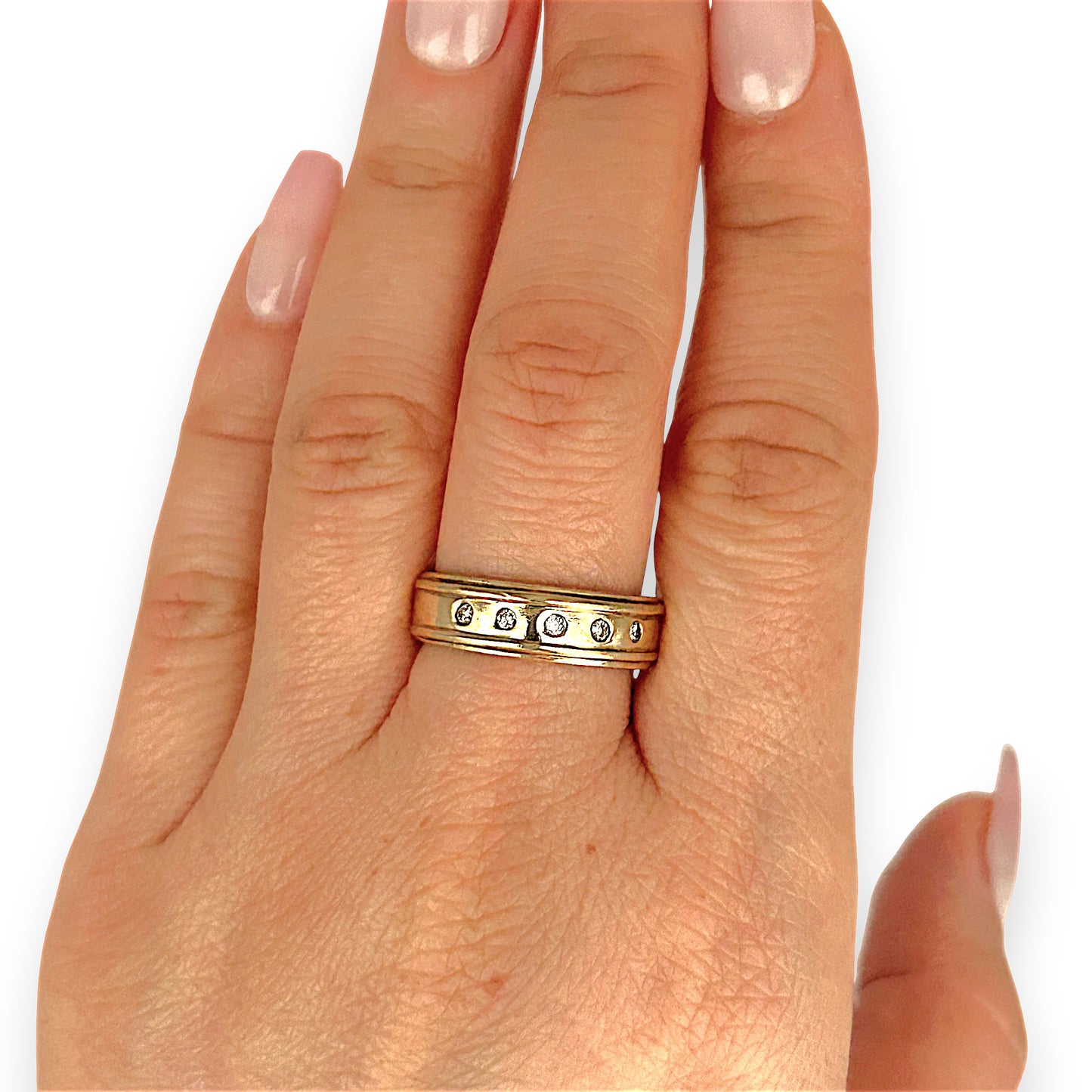 GOLD DEAL | 9ct (9K) Gold Diamond Eternity Band Size O 1/2