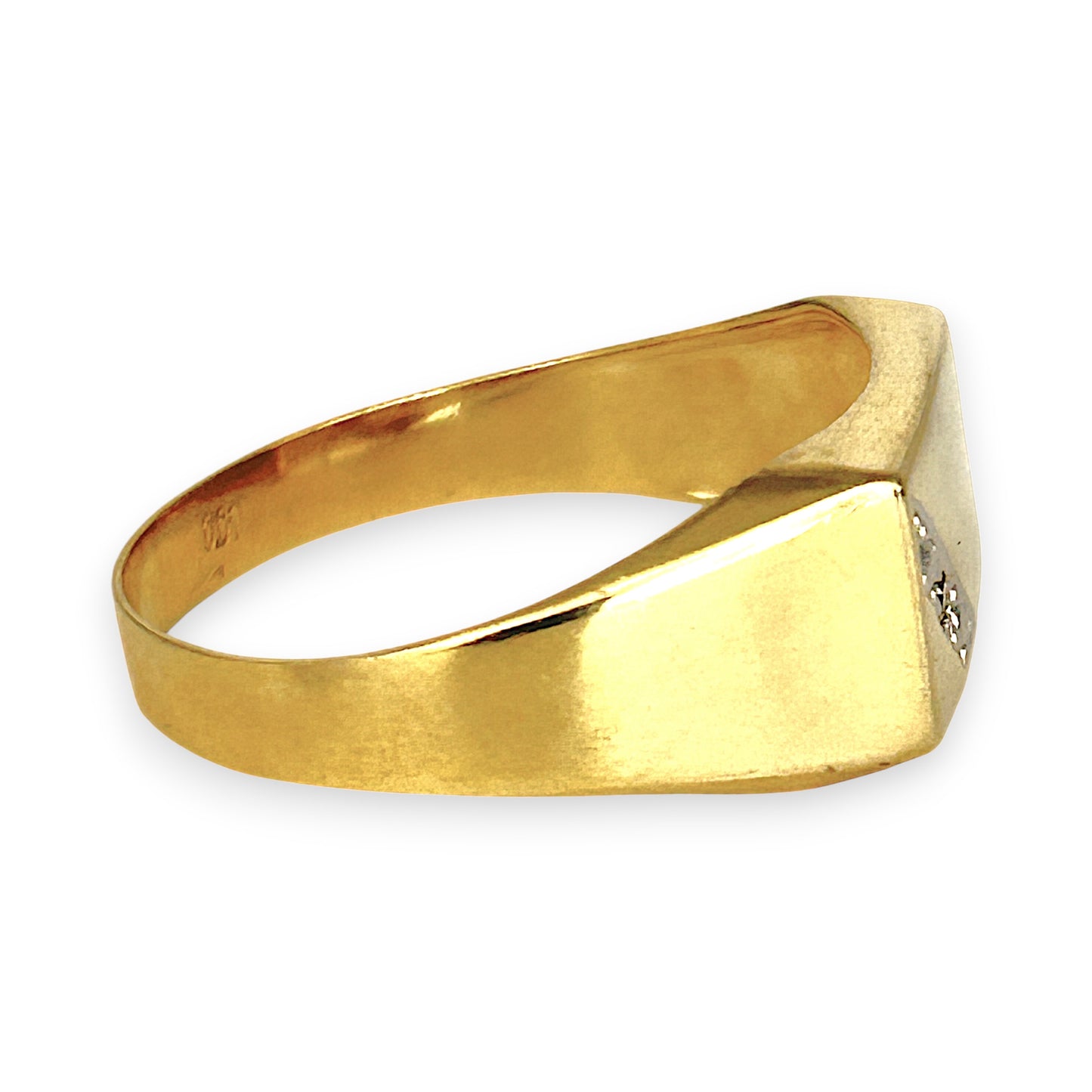 GOLD DEAL | 9ct (9K) Gold Regent Dual-Tone Diamond Signet Ring Size U1/2
