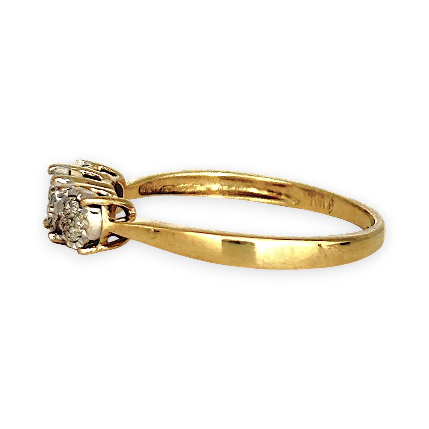 GOLD DEAL | 9ct (9K) Gold Trio Cluster Diamond Ring Diamond 0.12ct Size S