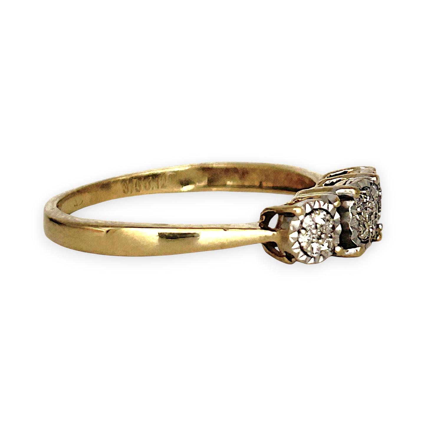 GOLD DEAL | 9ct (9K) Gold Trio Cluster Diamond Ring Diamond 0.12ct Size S