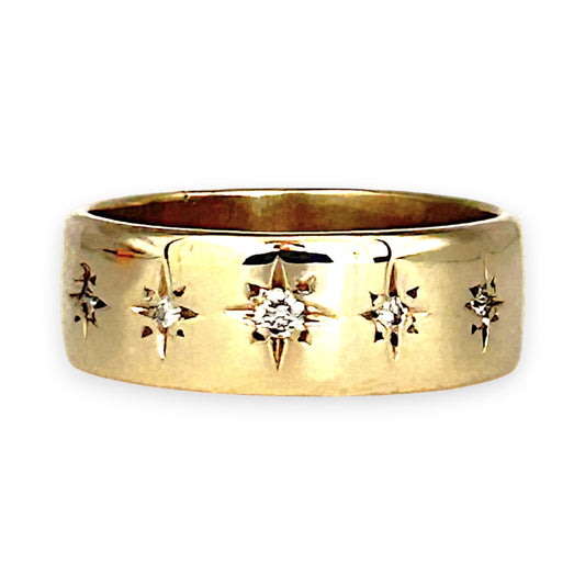GOLD DEAL | 9ct (9K) Gold Diamond and Five Star Band Refurbished