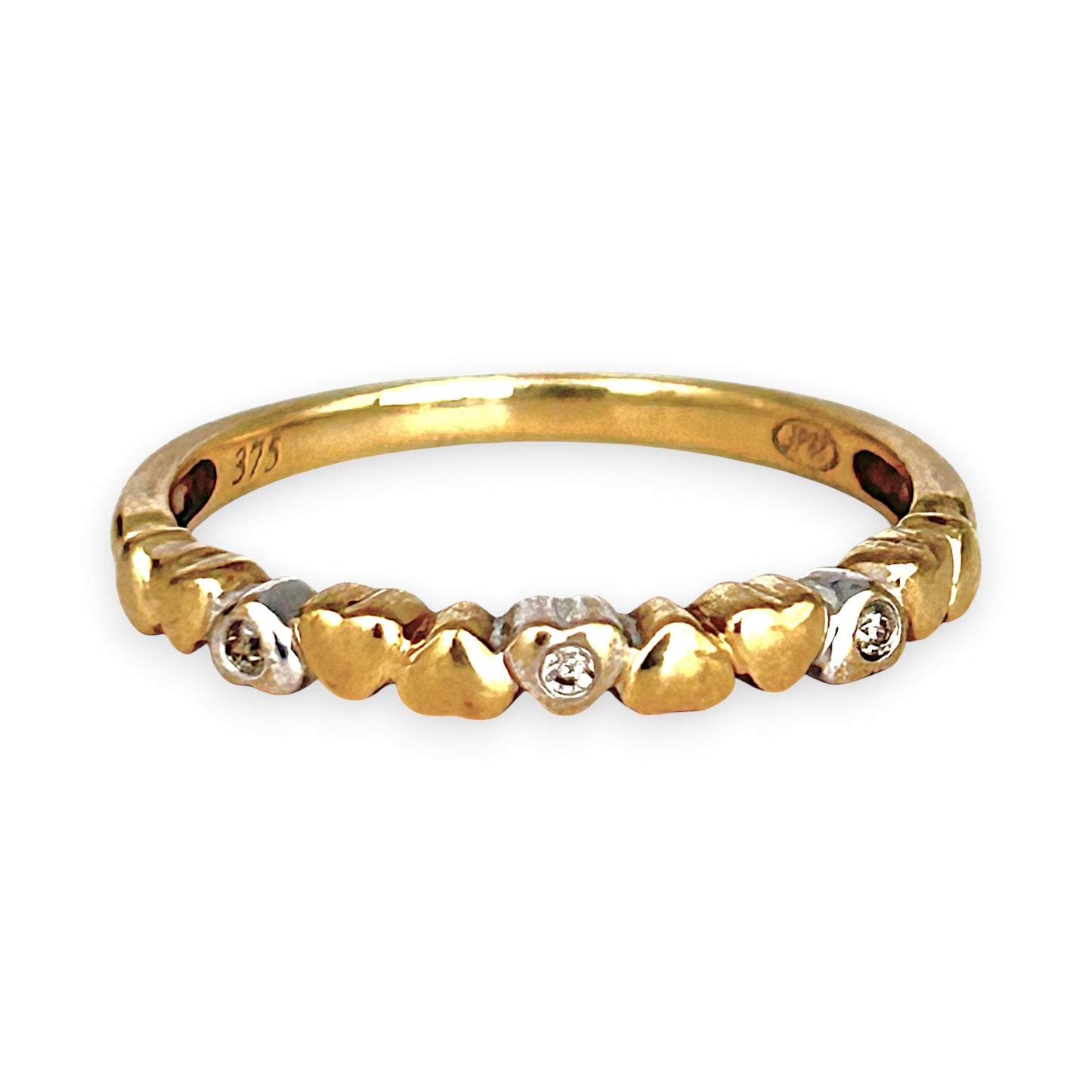 GOLD DEAL | 9ct (9K) Y/W Gold Heart of Gold Diamond Ring Size O