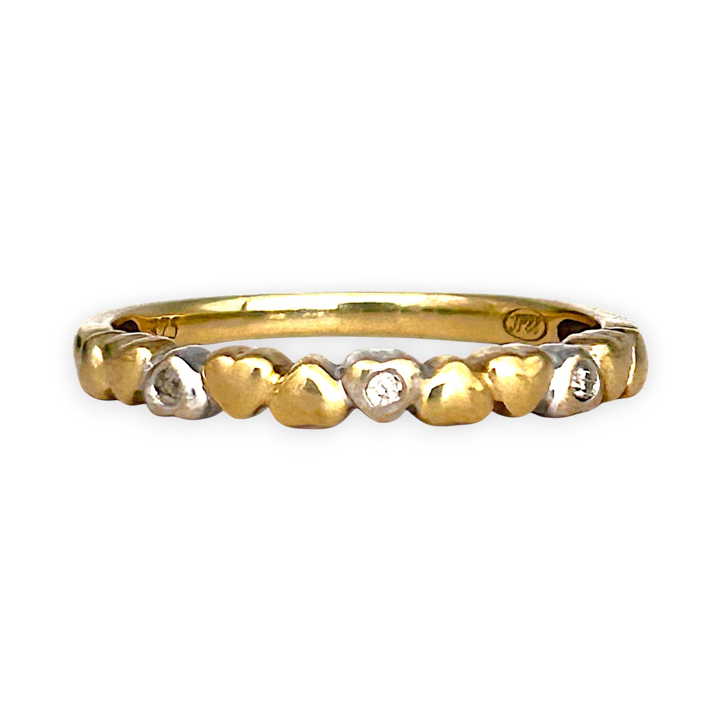 GOLD DEAL | 9ct (9K) Y/W Gold Heart of Gold Diamond Ring Size O