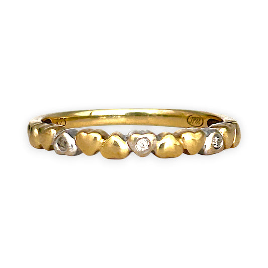 GOLD DEAL | 9ct (9K) Y/W Gold Heart of Gold Diamond Ring Size O