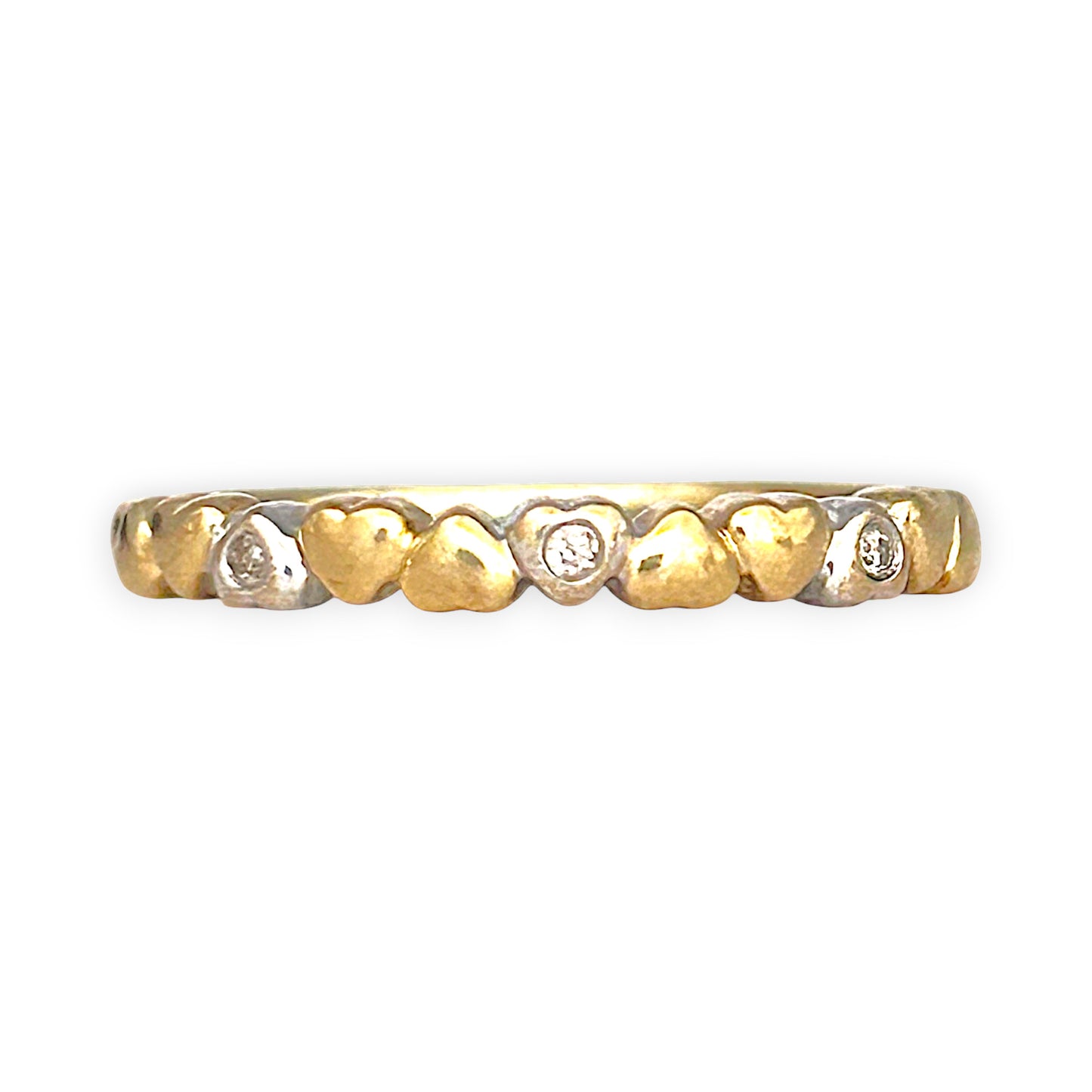 GOLD DEAL | 9ct (9K) Y/W Gold Heart of Gold Diamond Ring Size O