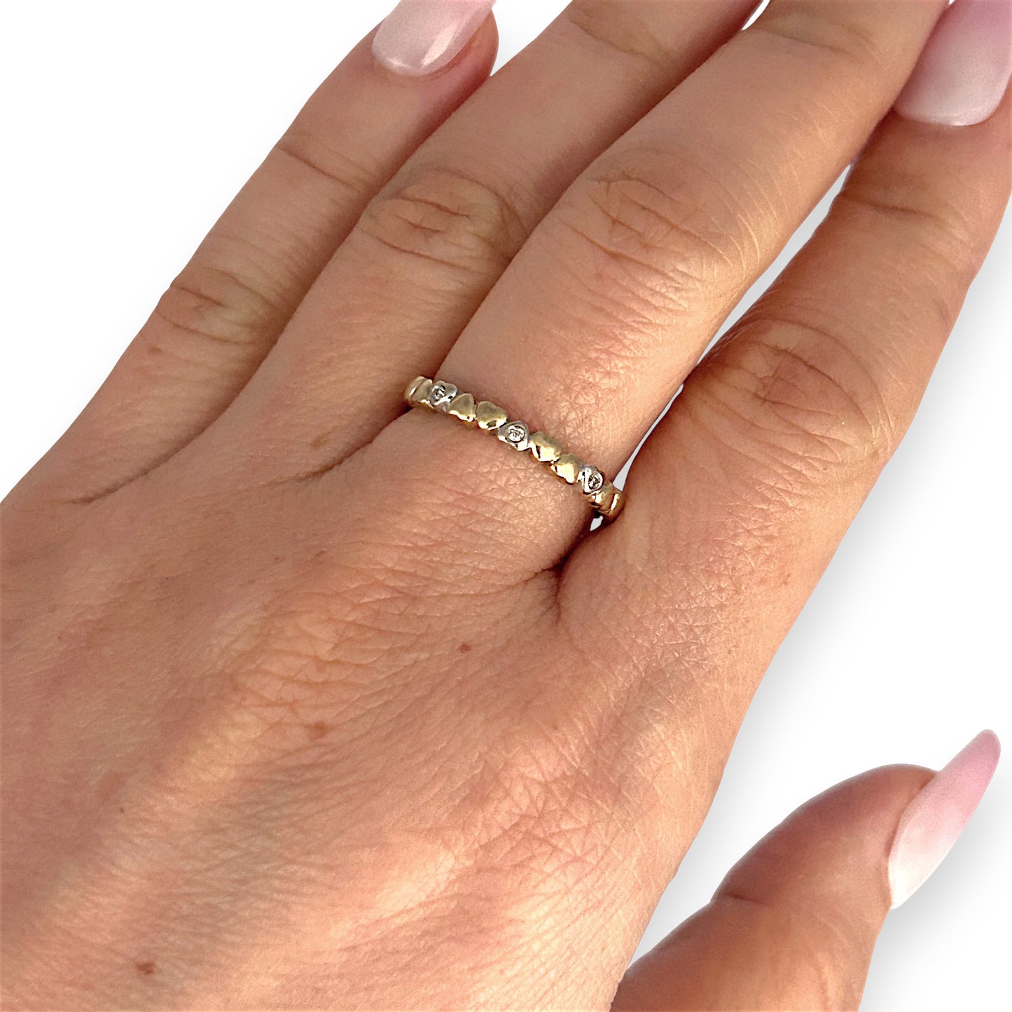 GOLD DEAL | 9ct (9K) Y/W Gold Heart of Gold Diamond Ring Size O
