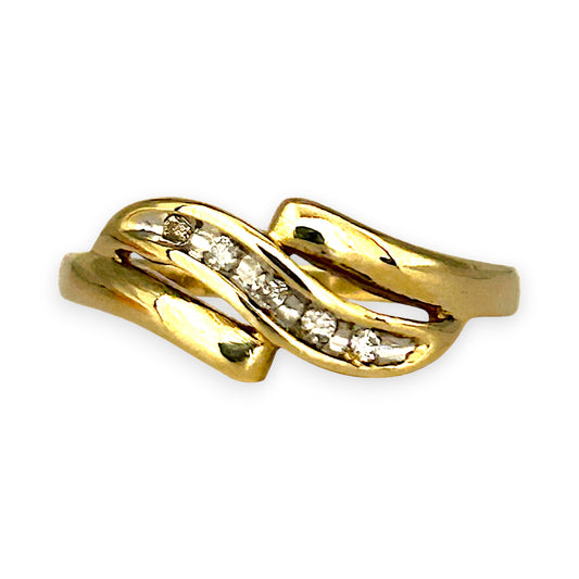 GOLD DEAL | 9ct (9K) Gold Refurbished Twilight Wave Diamond Ring Size O