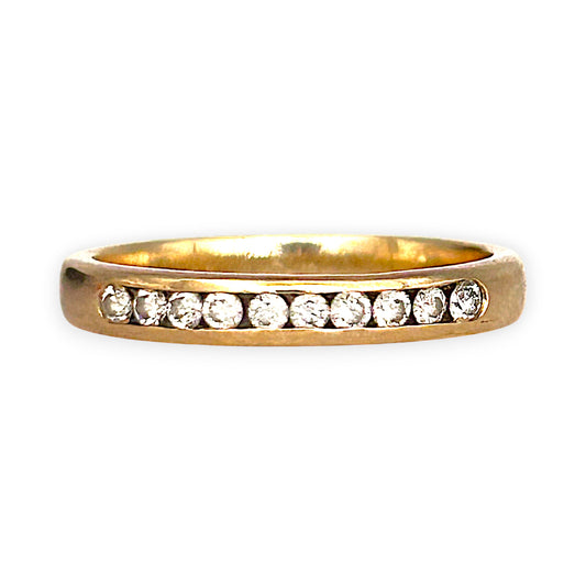 GOLD DEAL | 9ct (9K) Gold Brilliance Band Ring with Diamonds Size M