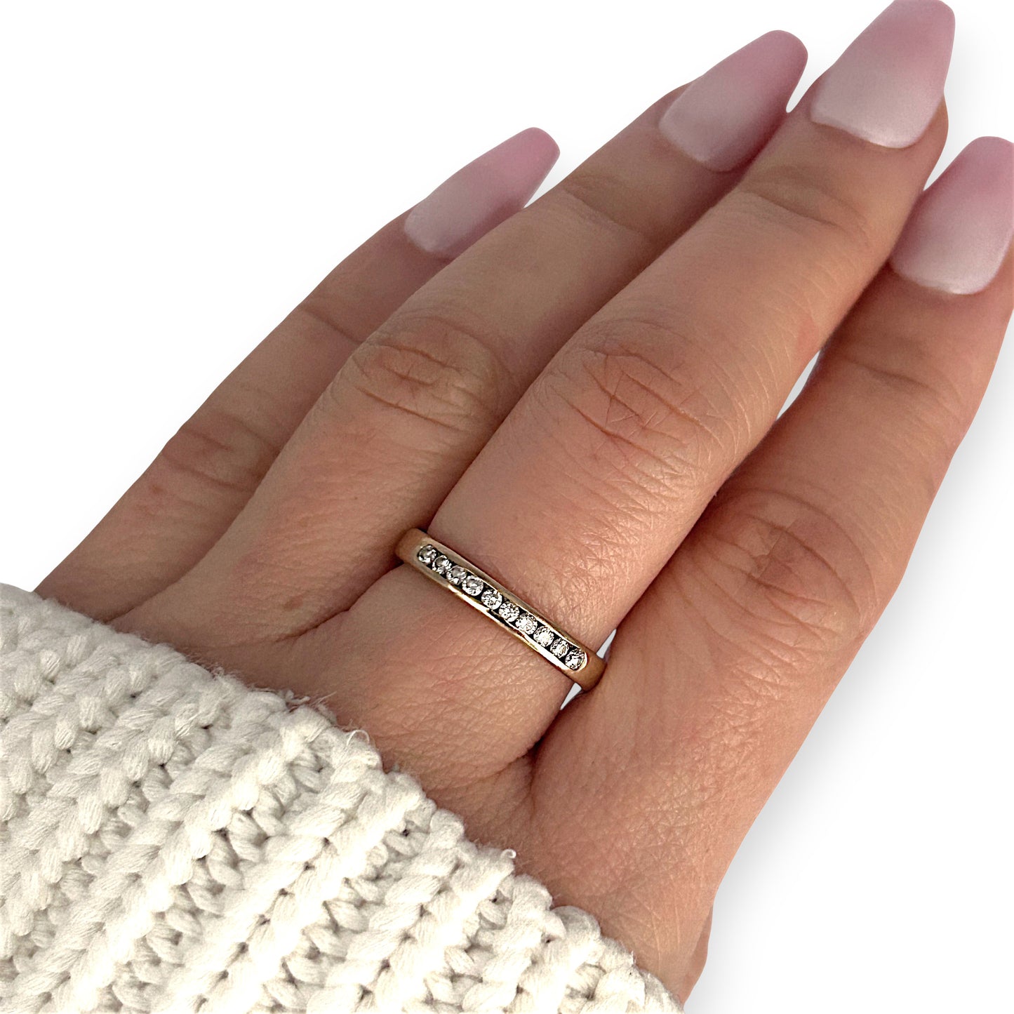 GOLD DEAL | 9ct (9K) Gold Brilliance Band Ring with Diamonds Size M