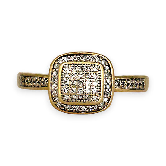 GOLD DEAL | 9ct (9K) Gold Square Cluster Diamond 0.27ct Refurbished Ring Valuation $1,450