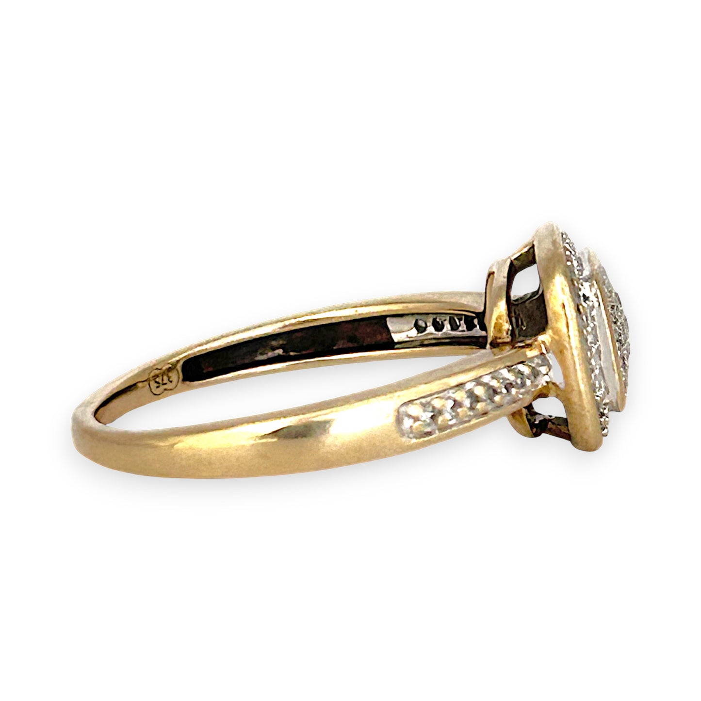 GOLD DEAL | 9ct (9K) Gold Square Cluster Diamond 0.27ct Refurbished Ring Valuation $1,450