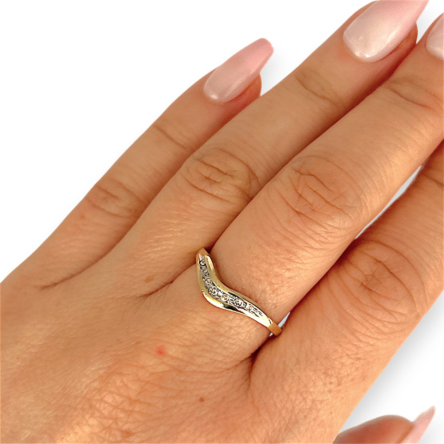 GOLD DEAL | 9ct (9K) Gold Velora Diamond Wave Ring Size L