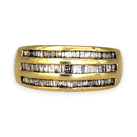GOLD DEAL | 9ct (9K) Gold Triple Row Channel-Set Diamond 0.35ct Ring Valuation $1,650