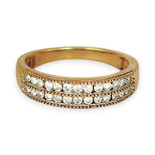 GOLD DEAL | 9ct (9K) Gold Eternal Glow Diamond Channel Ring Size M
