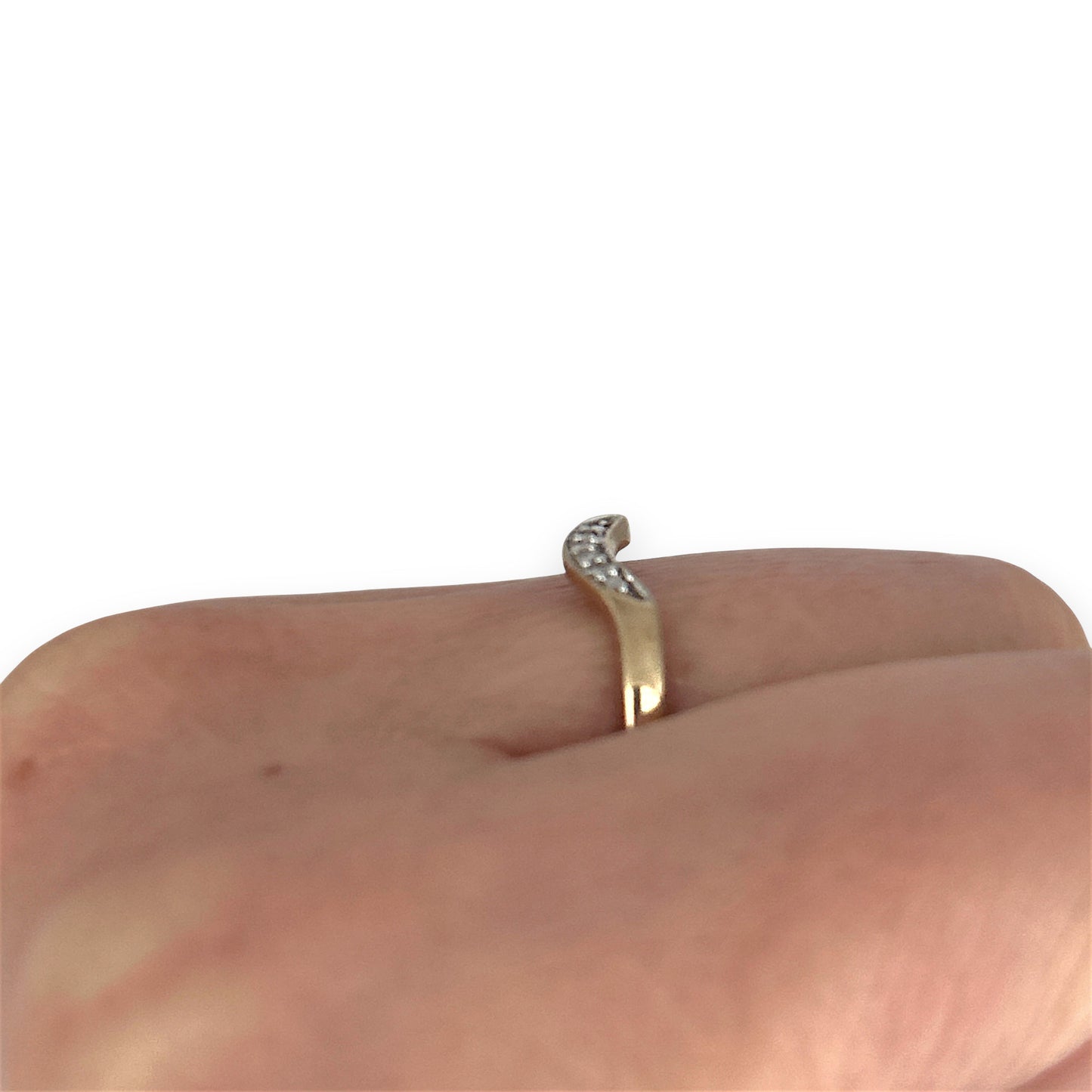 GOLD DEAL | 9ct (9K) Gold Golden Curve Diamond Ring Size O 1/2