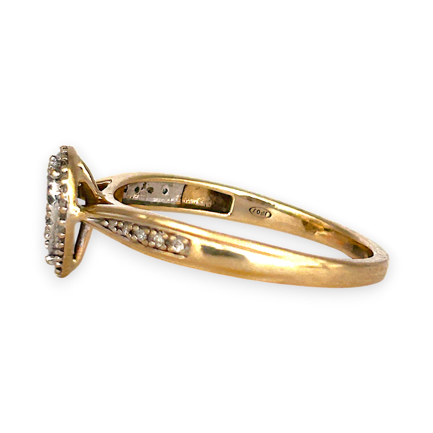 GOLD DEAL | 9ct (9K) Gold Radiant Teardrop Diamond Ring N 1/2
