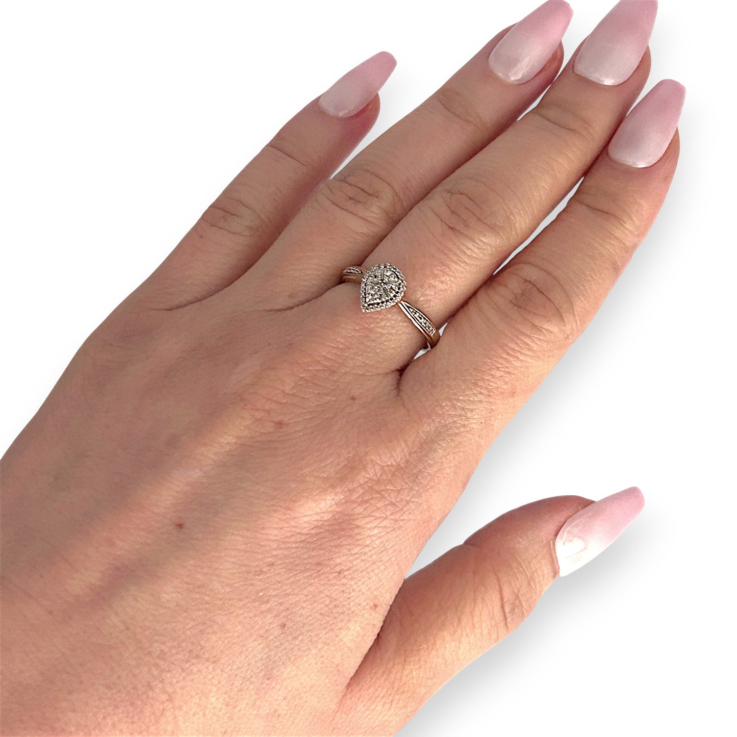 GOLD DEAL | 9ct (9K) Gold Radiant Teardrop Diamond Ring N 1/2