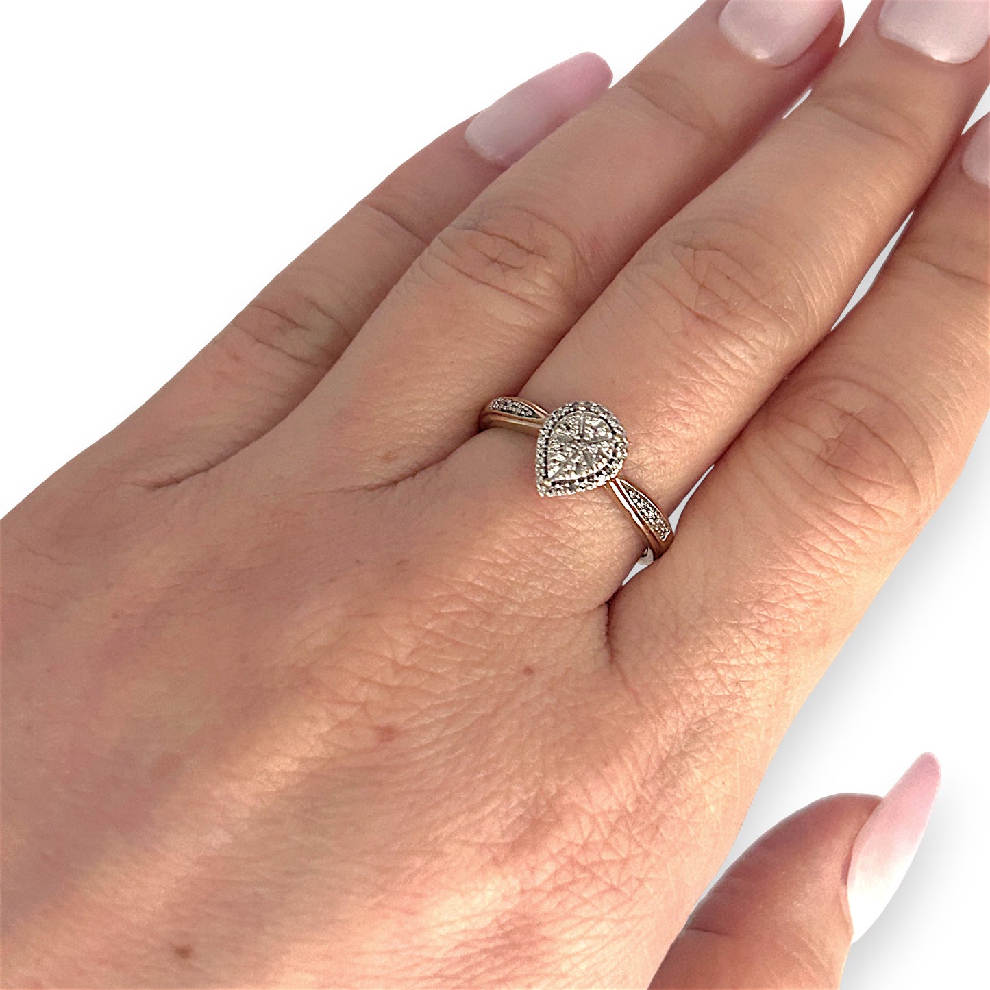 GOLD DEAL | 9ct (9K) Gold Radiant Teardrop Diamond Ring N 1/2