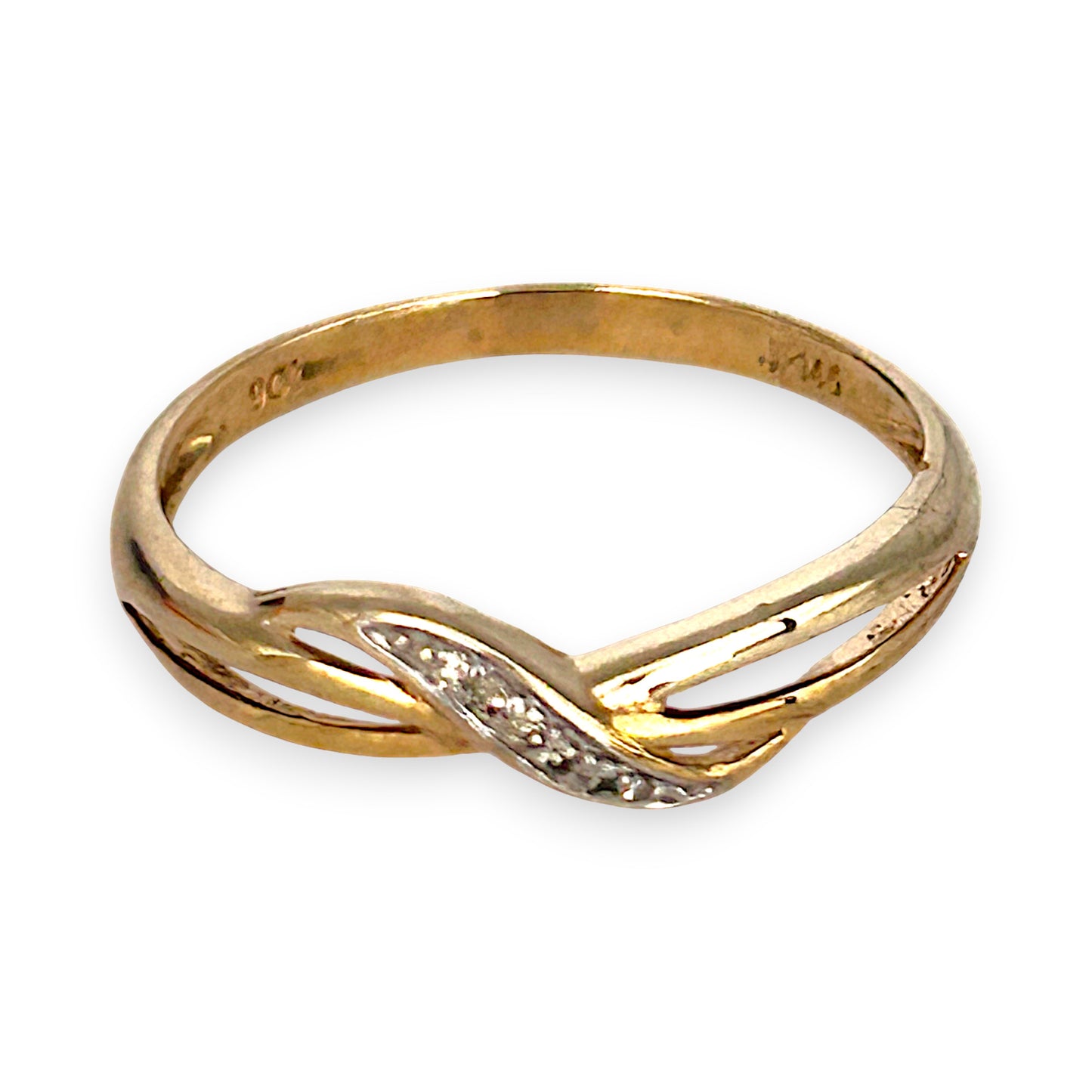 GOLD DEAL | 9ct (9K) Gold Graceful Crossover Diamond Ring by Prouds
