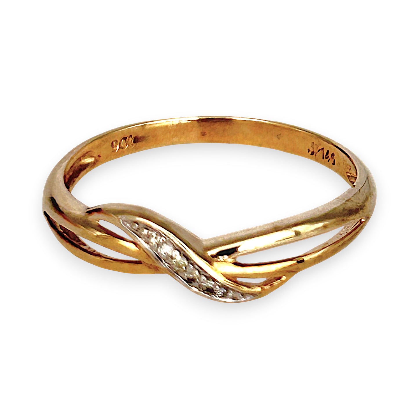 GOLD DEAL | 9ct (9K) Gold Graceful Crossover Diamond Ring by Prouds