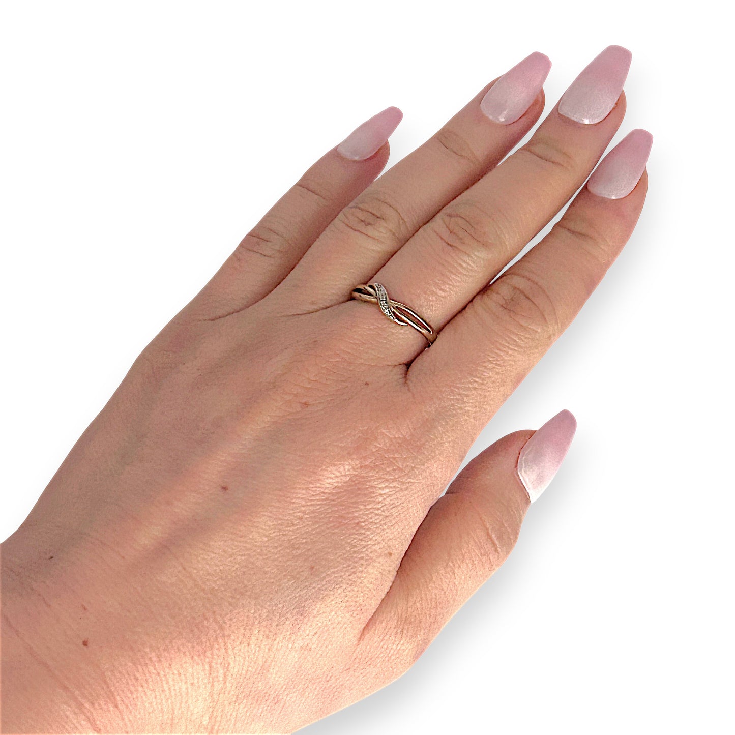 GOLD DEAL | 9ct (9K) Gold Graceful Crossover Diamond Ring by Prouds
