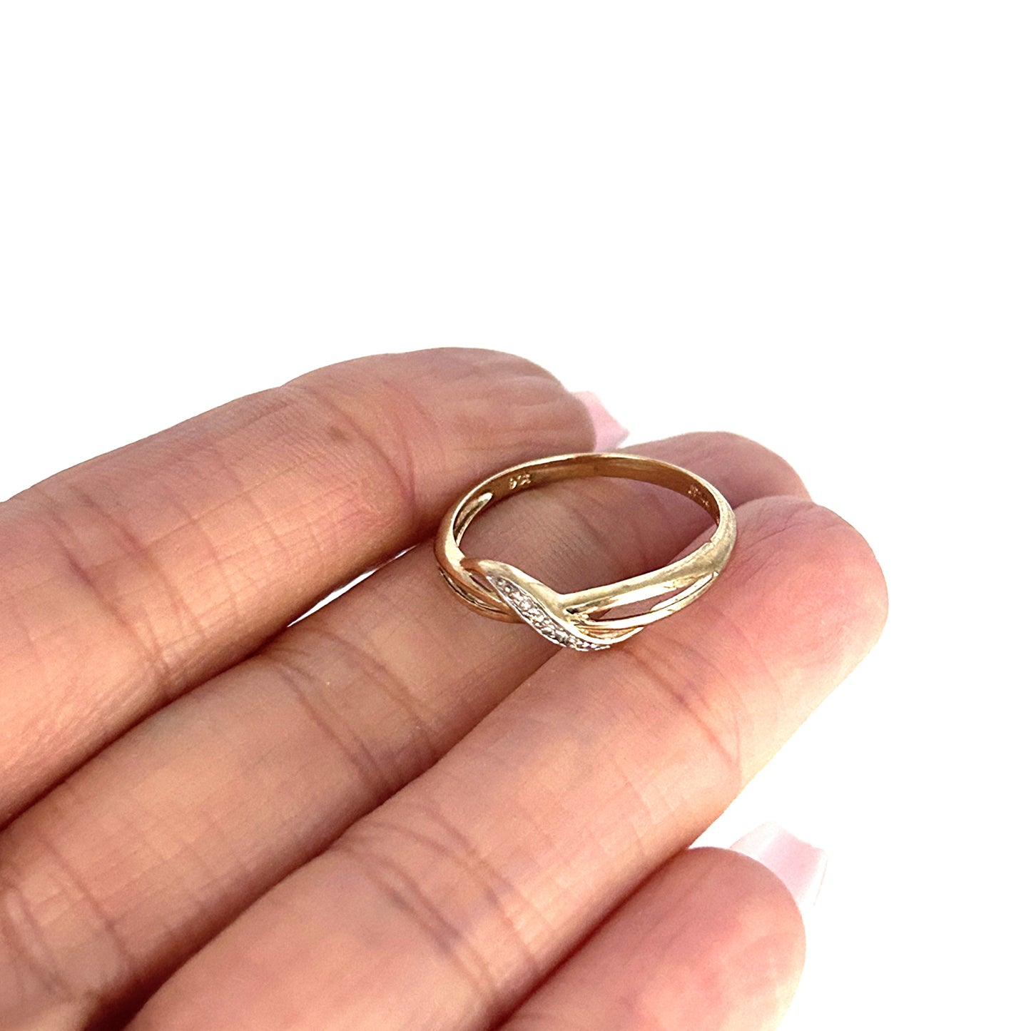 GOLD DEAL | 9ct (9K) Gold Graceful Crossover Diamond Ring by Prouds