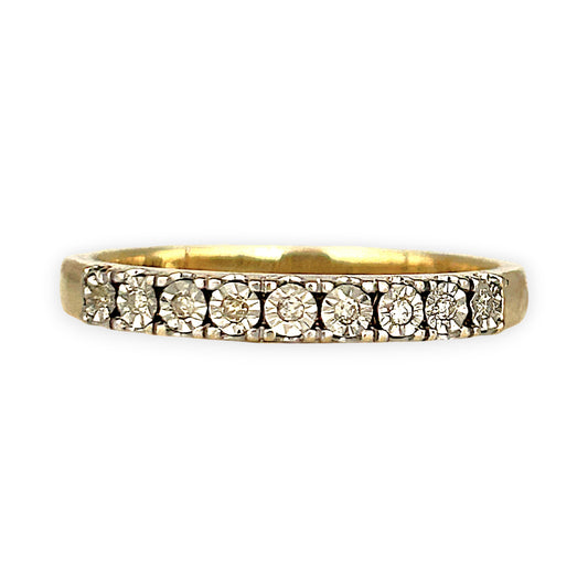 GOLD DEAL | 9ct (9K) Gold PROUNDS Refurbished Lustre Line Diamond Ring Size O