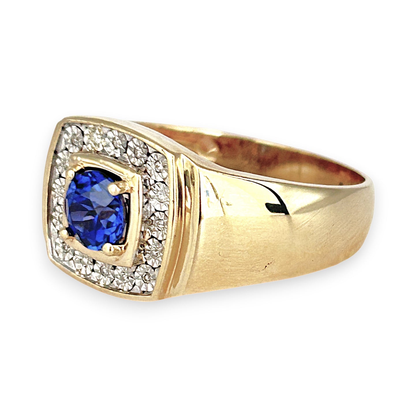 GOLD DEAL | 9ct (9K) Gold Blue Sapphire & Diamond Refurbished Ring Valuation $2,200