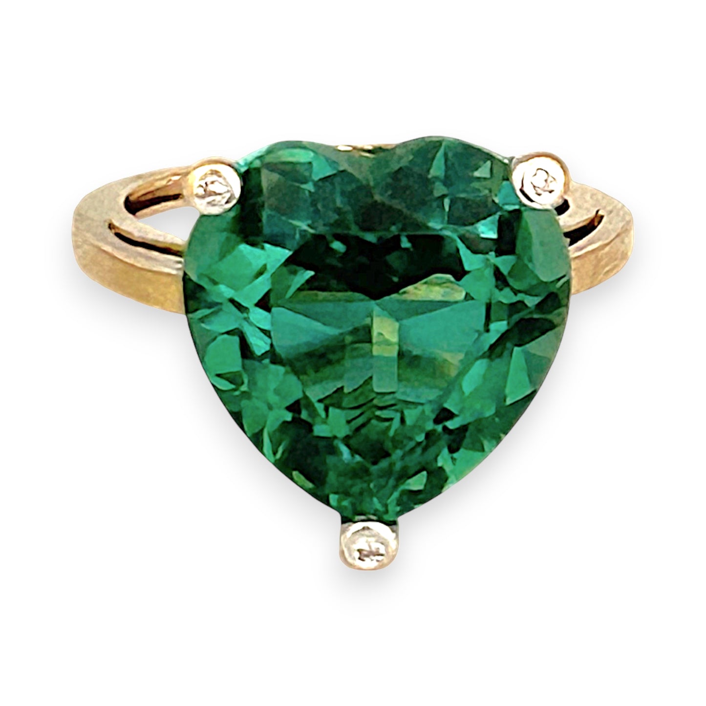 GOLD DEAL | 9ct (9K) Gold Heart of Verdant Fire 7.70ct Quartz Diamond Ring Valuation $1,600