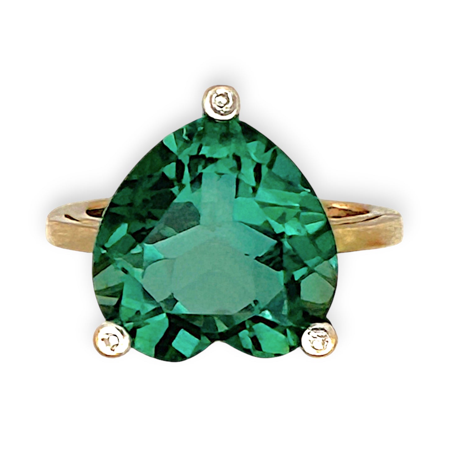 GOLD DEAL | 9ct (9K) Gold Heart of Verdant Fire 7.70ct Quartz Diamond Ring Valuation $1,600
