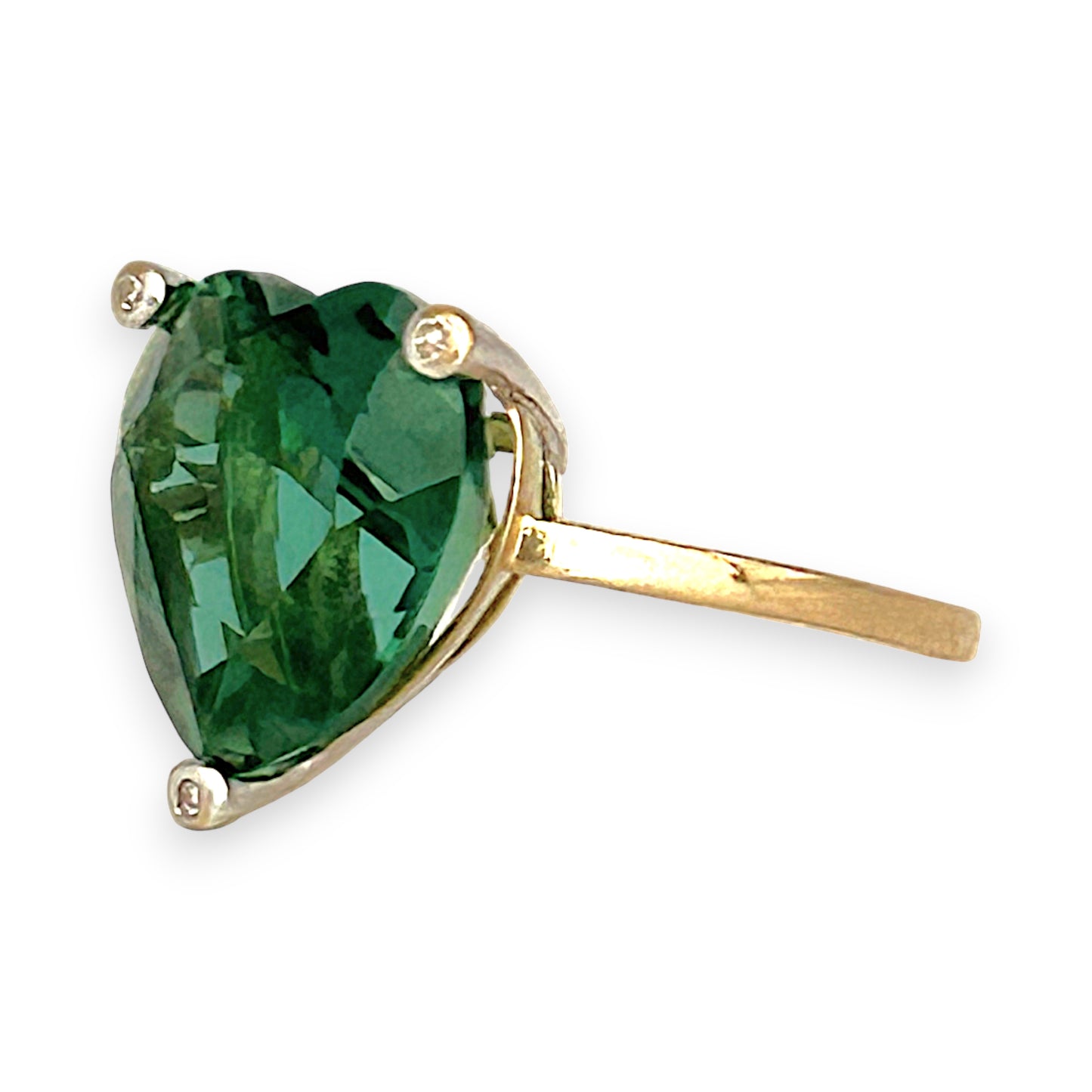 GOLD DEAL | 9ct (9K) Gold Heart of Verdant Fire 7.70ct Quartz Diamond Ring Valuation $1,600
