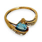 GOLD DEAL | 9ct (9K) Gold Triangular Cut Sparkle Blue Topaz & Diamond Ring