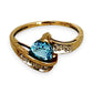 GOLD DEAL | 9ct (9K) Gold Triangular Cut Sparkle Blue Topaz & Diamond Ring