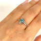GOLD DEAL | 9ct (9K) Gold Triangular Cut Sparkle Blue Topaz & Diamond Ring