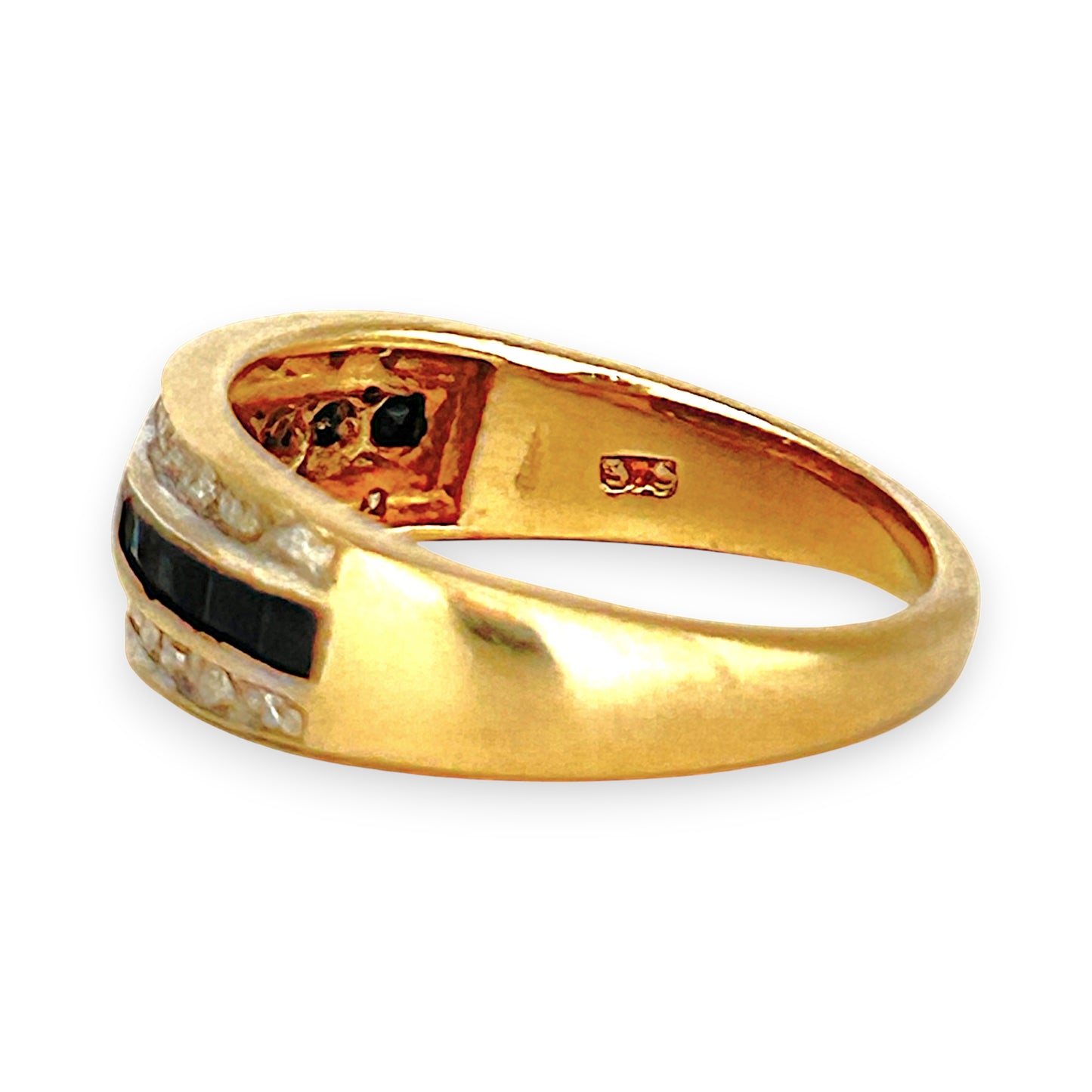 GOLD DEAL | 9ct (9K) Gold Triple Row Channel-Set Sapphire & Diamond Ring