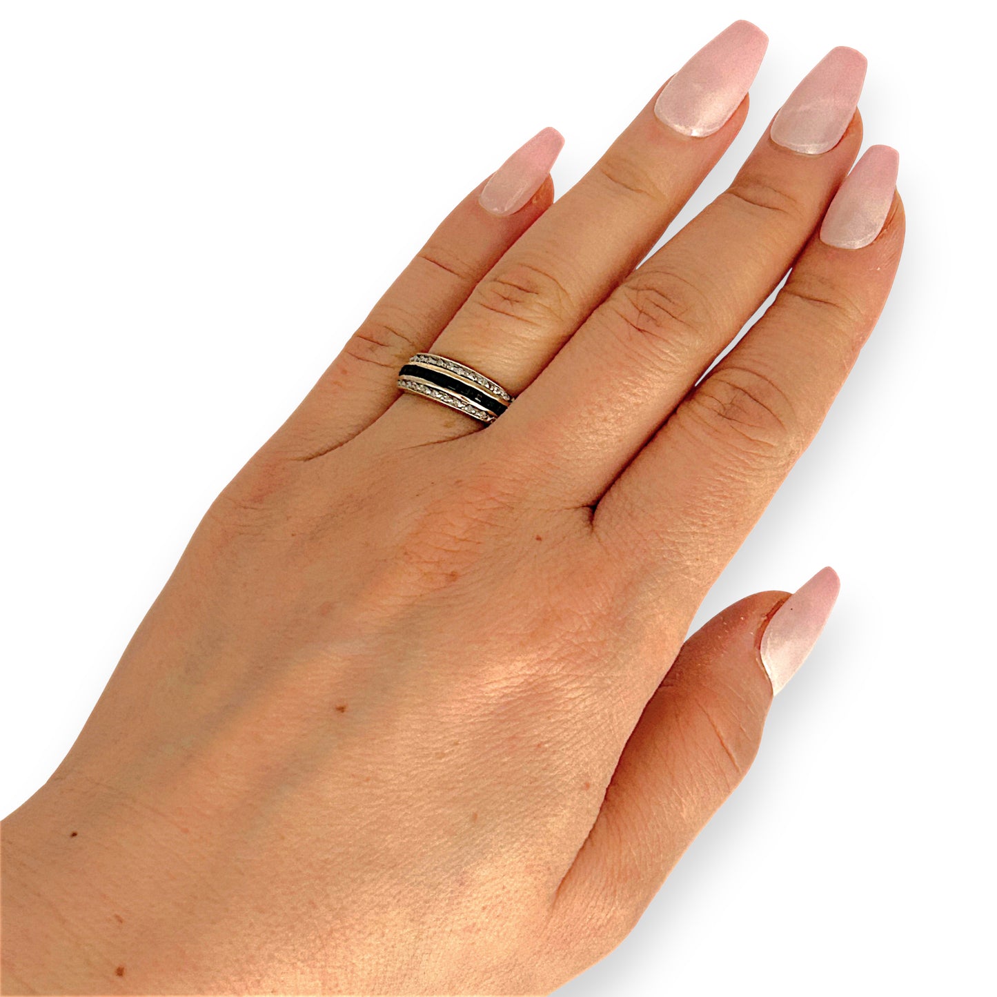GOLD DEAL | 9ct (9K) Gold Triple Row Channel-Set Sapphire & Diamond Ring