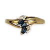 GOLD DEAL | 9ct Gold Modern Artistic Flair Sapphire & Diamonds Ring