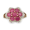 GOLD DEAL | FLASH SALE 9ct (9K) Gold Ruby & Diamond Cluster Lavish Ring Valuation $1,625