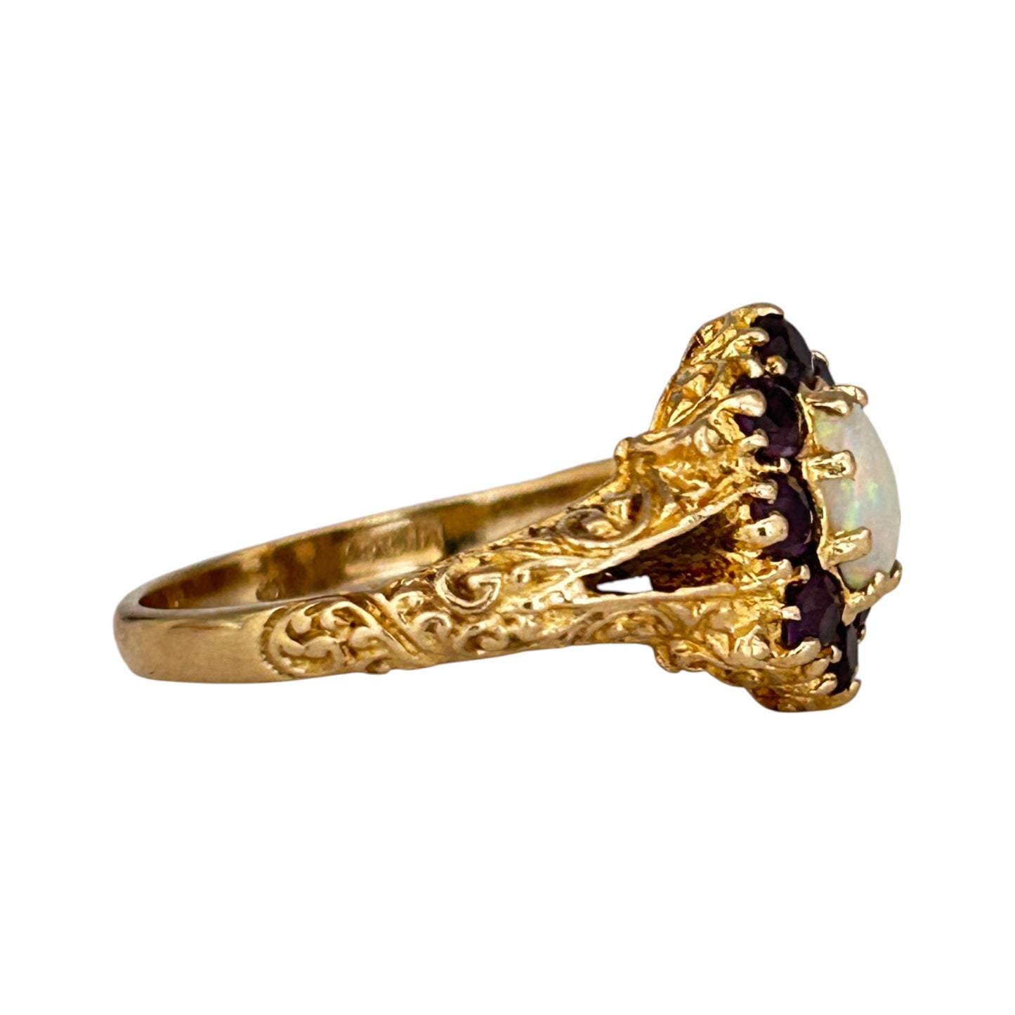 GOLD DEAL | FLASH SALE 9ct (9K) Gold Luminous Opal & Amethyst Dress Ring Valuation $1,650