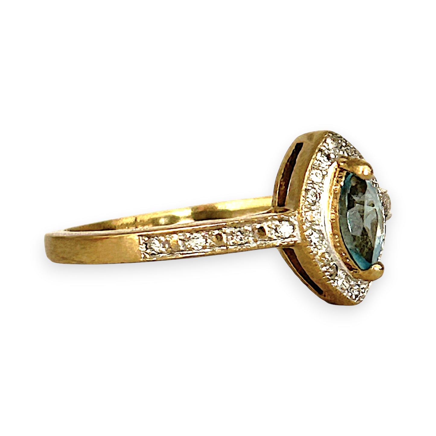 GOLD DEAL | 9ct Gold Celestial Whisper Aquamarine & Diamond Halo Ring