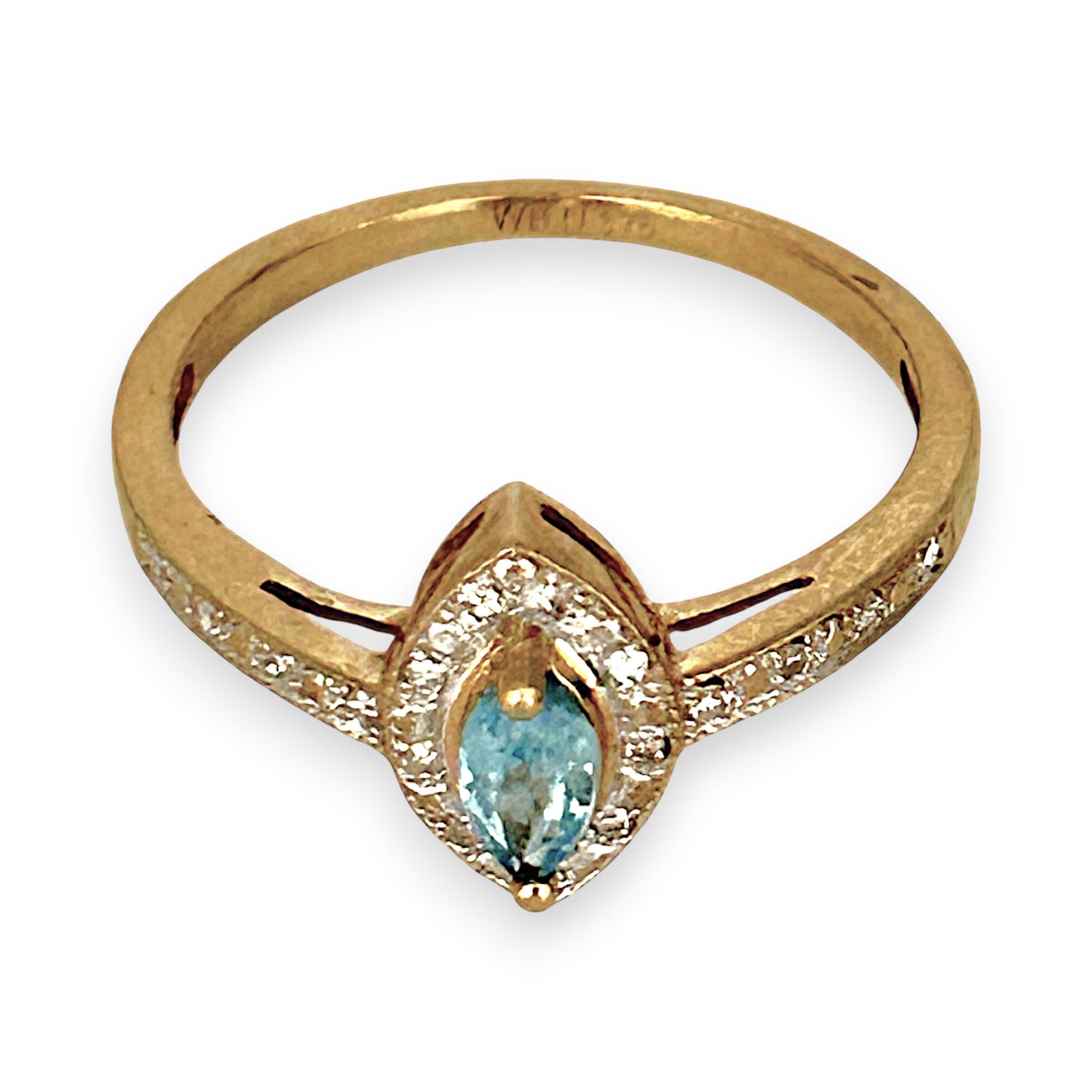GOLD DEAL | 9ct Gold Celestial Whisper Aquamarine & Diamond Halo Ring